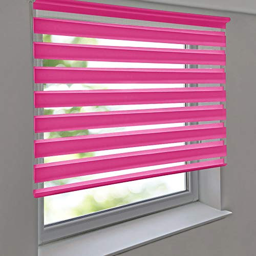 Doppelrollo Premium 130 x 220 cm rosa/pink - Duorollo Vario Seitenzug zum Anschrauben freihängend für Wandmontage und Deckenmontage - inkl. Metallträger