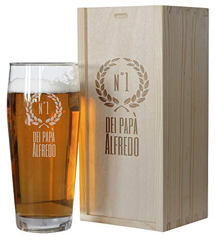 Angolo del Regalo Bicchiere da Birra di papà Personalizzato con Cassetta - Numero Uno