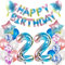 Luftballon 22. Geburtstag Dekoration Set rosa ,22 Geburtstag Deko für frau damen Regenbogen ,balloon 22.Geburtstagsdeko Folienballon 22 Jahre geburtstag faru Deko Happy Birthday 22th für Frauen（22）