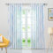Delien Voile Gardine mit Streifen Design transparenter Vorhang mit Schlaufen Wohnzimmer Gardinenschals BxH 140x145cm Blau, 1 St.