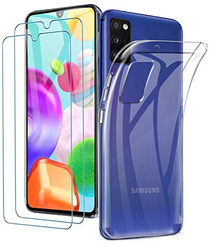 ILUXUS Klar Silikon Hülle Für Samsung Galaxy A41 HandyHülle mit Schutzfolie, Galaxy A41 HandyHülle Transparent Bumper Cover TPU Ultra Slim Schutzhülle