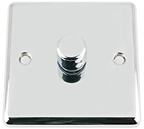 A5 Single LED Dimmer Switch 1 Gang Polished Mirror Chrome Classic (for LED light bulb)