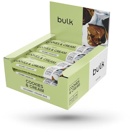 Bulk Gourmet Vegan Protein Bar, Plant Based, Cookies & Cream, Pack of 12, 12 Servings, Packaging May Vary