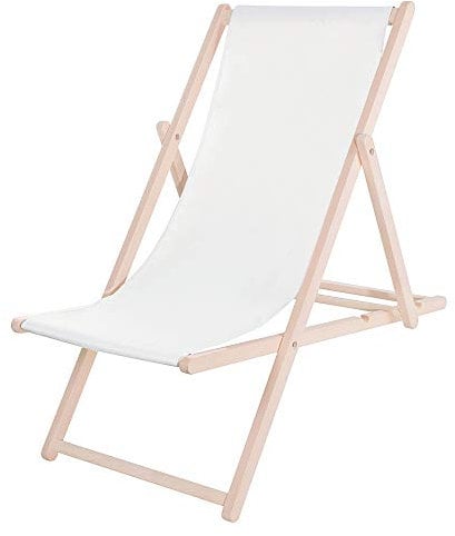 SPRINGOS Klappbare Sonnenliege aus Buchenholz - Wetterfeste Gartenliege mit 3-Fach Verstellbarer Rückenlehne, Massivholz Liegestuhl für Balkon & Garten, bis 120 kg, Klappliege zur Selbstmontage
