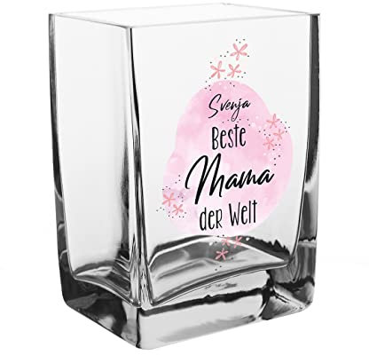 Herz & Heim® Moderne Glasvase mit Kompliment für Mama - die Beste Geschenkidee zum Muttertag Beste