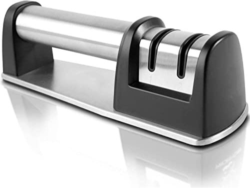 Afiladores de Cuchillos manuales, afilador de Cuchillos para Cuchillos Rectos y dentados, Sistema de Rueda con Revestimiento de Diamante de 2 etapas, afilador de Cuchillos, herrami