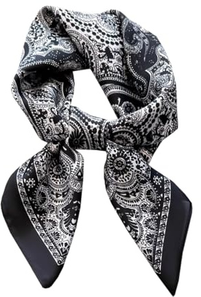 KOOYOL Damen Schwarz Schals Tücher Damenschal Seidenschal Halstücher Seide Leicht Seidenschal Kopftücher Kopftuch Elegante Schal Geschenk für Frauen
