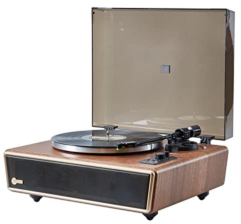 Arkrocket Huygens Giradischi Bluetooth ad alta fedeltà con altoparlanti integrati, giradischi in vinile con trasmissione a cinghia con cartuccia magnetica mobile, ingresso Bluetooth e funzionalità