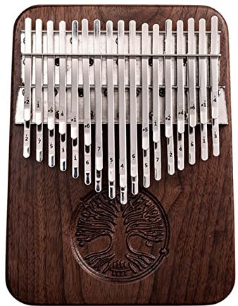 RANRAO Kalimba Daumenklavier mit 34 Tasten, B gestimmt, schwarzes Walnussholz, mit Tonabnehmertasche, Musik-Geschenk-Set für Kinder, Erwachsene, Anfänger, Profis