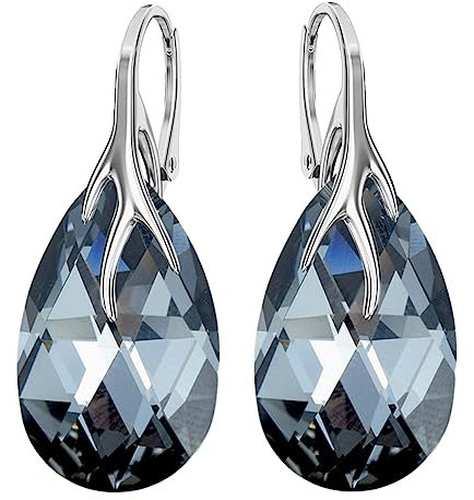 Hängen Silber Ohrringe 925 Silber mit Zirkonia - Schmuck für Frauen und Mädchen - Hängeohrringe Ideal für Geschenke für Frauen Hängende Damenohrringe (Silver Night)