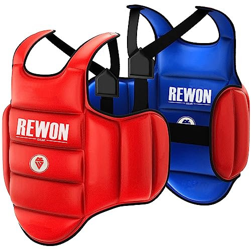 Rewon Gear Corpetto Protettivo per, boxe Arti Marziali, Taekwondo Corpetti Protezione, Regolabile Torace Petto Guardia per Kickboxing Karate MMA Muay Thai Adulto