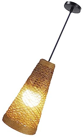DOITOOL 1stk Rattan-lampe Rustikale Deckenleuchte Kronleuchter Aus Rattan Kugel Pendelleuchte Kronleuchter Aus Natürlichem Bambus Rattan-weblicht Nachttischlampe Kugelförmig Schmiedeeisen