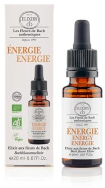 Elixirs & Co - Énergie Bio Prêt à l'Emploi, Composé Unique aux Fleurs de Bach 20ml - Calme, Fatigue, Bien-Être - Compte Gouttes Fleur De Bach 100% Naturel - Fabriqué en France