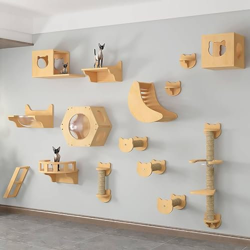 Pared de Escalada para Gatos, Estantes para Gatos de Pared con Poste Rascador para Gatos, para Actividades en Interiores (Size : Style 7)