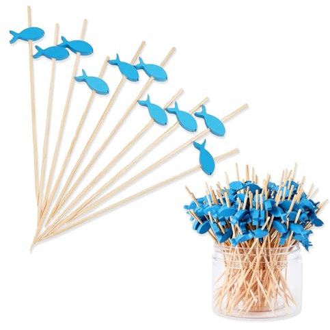 KHIRY 200 Piezas Pinchos para Comida de Dedo,Pinchos para Cocktail Deco Pinchos para Cocktail Palillos de Bambú,para Barbacoa Comida Fruta Antipasti Bebidas