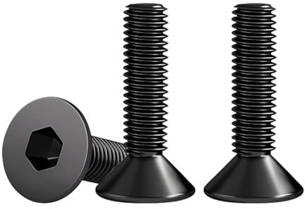 Drenky M8 X 20mm Vis à Tête Fraisée Avec Six Pans Creux en Acier Inoxydable A2 V2A Visserie Norme DIN 7991 / ISO 10642 Noir Vis Inox Filetage Complet, Lot De 10