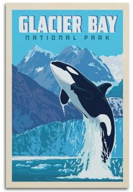 EERS Vintage Tier Poster Springen Orca Poster Dekorative Malerei Leinwand Wandposter und Kunstdruck Modern Familie Schlafzimmer Dekor Poster 30 x 45 cm