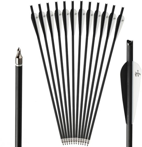 S F Armbrustbolzen, Armbrustpfeile 16 Zoll aus Carbon für die Jagd und Zielübungen (Schwarz,12er-Pack)