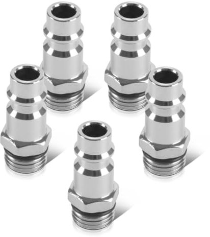 STAHLWERK 5er Set Druckluft-Schnellkupplung NW 7.2 mit 1/4 Zoll Außengewinde, Stecknippel | Kupplung | Stecker | Adapter | Zubehör für Druckluft-Kompressoren