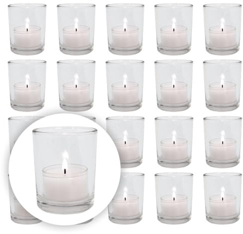 Decolite Bundle 24-48 Stück PUR Teelichtgläser Windlicht Set | 24-48 teilig Ø 5,5 cm H 6,5 cm | Hochwertiges Glas Rund | Glasgefäß Tischdeko Teelichthalter Hochzeitsdeko (24 Stück)