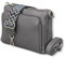 ADEL Umhängetasche Damen Echtes Leder Becky Handgemachte Crossbody Bag 5 Fächer Schultertasche mit Ledergurt + Breitem Gemustertem Riemen Verstellbarer Gurt Made in Italy (Dunkelgrau)