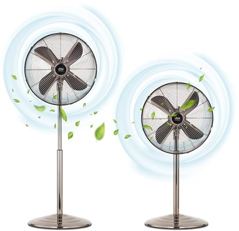 Ufesa Michigan Ventilador de Pie Oscilante, 50W, 3 Velocidades, Altura Regulable, 4 Aspas 40cm, Diseño Metalizado