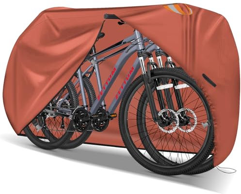 Zettum Bike Cover for 2 Bikes - Outdoor Bike Covers for Stationary 2 Bikes Heavy Duty Waterproof, 600D Bicycle Cover for 2 eBike, Mountain Bike, Road Bike, Hybrid Bike, Beach Cruiser Bike Storage