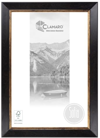 CLAMARO Sofia Bilderrahmen Barock Massivholz, 50 mm, Dunkelbraun, 60x90 cm | Fichtenholz Leiste 28 mm tief, Acrylglasscheibe, HDF-Rückwand, Metall-Aufhänger, Hoch- und Querformat, ohne Passepartout