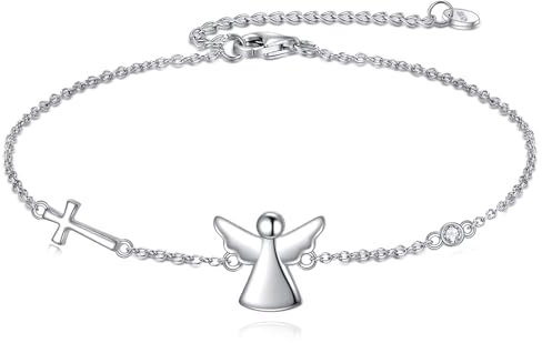 VONALA Engel Armbänder Mädchen 925 Sterling Silber Süßer Armband Schmuck für Damen (Engel Kreuz)