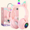 OHAANYY Cuffie Bluetooth Bambini Unicorno Pieghevoli con LED, Microfono & Cavo - Compatibili con PC/Tablet/Smartphone (rosa)