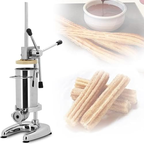 Manual Churros Maker Machine,2L/3L Commercial Spanish Donut Churro Maker Machine with 5 Molds,Stainless Steel Vertical Spanish Machine,Churros Filling Machine Snack Equipment,2L