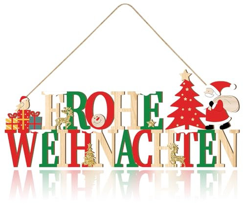 Weihnachten Deko,Türdeko Weihnachten mit Frohe Weihnachten-Schriftzug,Weihnachtsdeko Hängend, Fenster oder Wand Schmücken