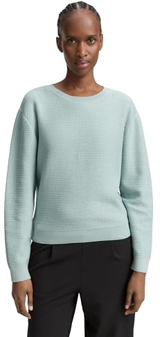 Tom Tailor Denim Damen Strickpullover mit Rundhalsausschnitt