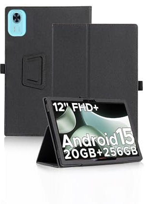 Protective case for DOOGEE T36 Tablets 12 inch Android 15 Tablet - Hand-strap design, Skin-textured full wrap design, Flexible, Wear-resistant, Shock-resistant,Black