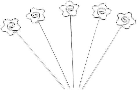 RASTKY 50 Stück Papier-Notizhalter, Metall, Handgefertigte Fotos, Silberne Bilder, 12 cm X 2,4 cm, für Zuhause, Büro und Schule (Blumenstil)