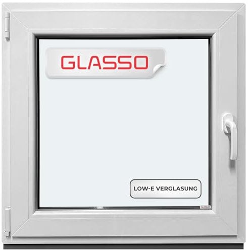 Kellerfenster 40x50 cm 2 fach Verglasung - Alle Größen Kunststofffenster 60mm Profil -Din Links- BxH: 400x500mm Perfekt für Fenster Gartenhaus, Garagenfenster, Hauskeller mit Dreh-Kipp System