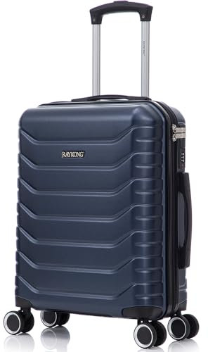 RAYKONG Valigia a mano 55x40x20cm (40L) in ABS+PC | 4 ruote girevoli a 360º | lucchetto incorporato | 20 pollici - (RK12|Blu)