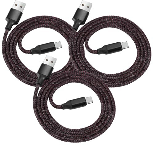 3-Pack/6FT USB-A to USB-C Charger Cable,Type C Charging Cable Nylon Braided for Huawei P20/P30,Samsung Galaxy S20 S11 S10 S9, LG,Sony XZ, Xiaomi,Google Pixel,and More