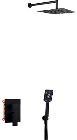 AQG - Kit de Ducha Empotrado Monomando ALPHA EC208 | 2 Vías | Cartucho Ø35 | Antical | Garantía 3 Años (Negro)