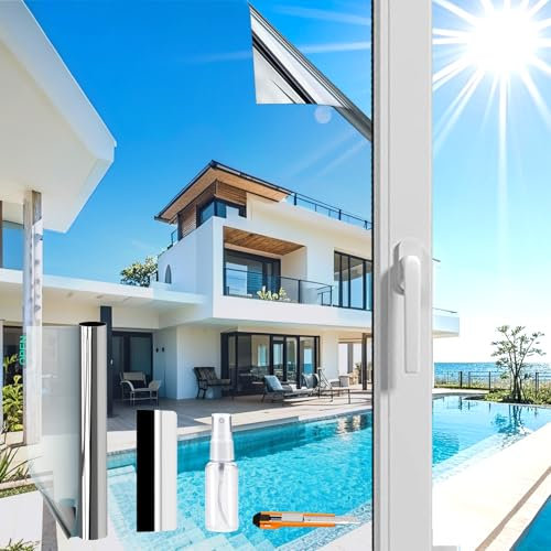 Silber(80X200cm) UV Schutzfolie | Spiegelfolie Fenster Hitzeschutz | Sonnenschutzfolie Fenster innen oder außen | Fensterfolie Sonnenschutz Hitzeschutz | Spiegelfolie Selbstklebend Rückstandslose