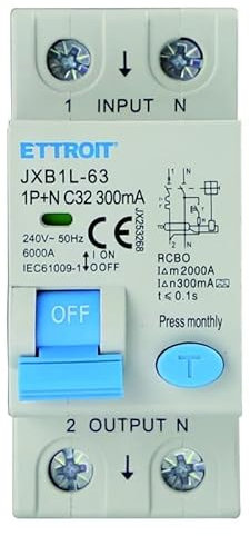IXTRIMA Interruttore Magnetotermico Differenziale 1P+N 32A 300mA 220V-6KA CLASSE A 2 MODULI 300mA per Guida DIN - Protezione Circuiti e Sicurezza Impianti