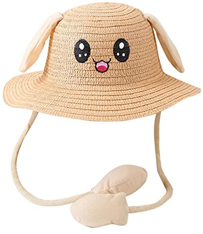Generisch 2025 avec oreilles qui bougent - Été - Chapeau pour enfants - Air Rabbit - Bonnets pour bébé - Paille - Chapeaux et bonnets pour enfant - Taille, c, 54