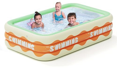 Piscine Gonflable, Pataugeoire Rectangulaire 180 X 130 X 60 Cm, Familiale Pataugeoire Gonflable Intérieure/extérieure, Piscine De Jardin,pour L'été