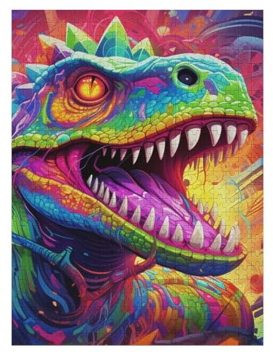 Puzzles Dinosaurier, 500 Teile, Puzzle Aus Holz Für Erwachsene Und Kinder Ab 12 Jahren, Lernspielzeug 55×41cm