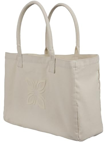 OMNANA® AURA™ Tote Bag – geräumige, strapazierfähige Baumwoll-Canvas-Tasche mit weichen Seilgriffen, minimalistisches Design, 50 × 42 × 18 cm