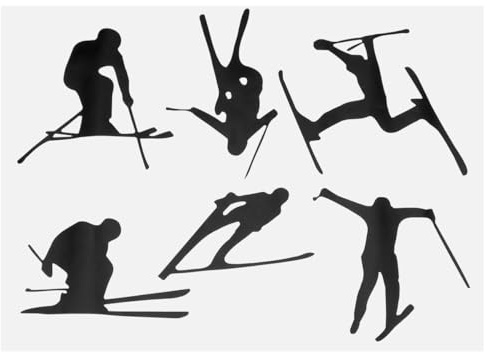Wandtattoo mit Skimotiv, 1 Stück, Schwarz, Pvc, Selbstklebend | Zuhause und Skigebiet, Rückstandsfrei Entfernbar, Kreative Wandgestaltung