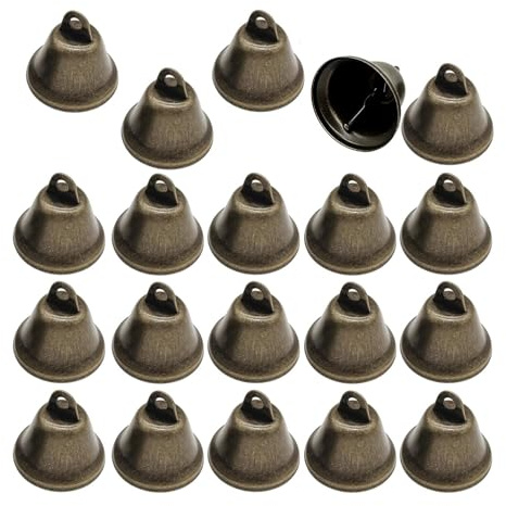 XinYangMao Glocken Set 20 Stück Antik Bronze 38mm, Weihnachtsglöckchen zum Basteln für DIY Deko, Weihnachtsdekoration, Geschenk, Nikolaus, Adventskranz, Gesteck