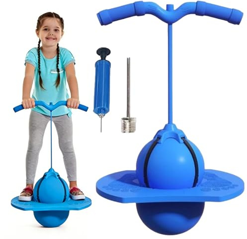 Children's Balance Jumping Ball,Balance Jumping Ball for Kids,Pogo Balls Bouncing Balls with Handle,Moon BounceBall Up To 600 Lb Fun Challenge Bounce Toys for Balances Training Coordination,Blue