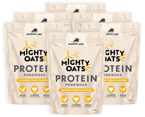 Mornflake - 6x 400g Protein Golden Syrup Porridge Oats. | Wholegrain Oat Flakes & Milk Protein Concentrate Instant Protein Breakfast Cereal for Overnight Oats & Morning Fuel