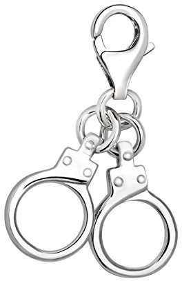 Quiges Charms Anhänger Handschellen Versilbert Damen Schmuck für Bettelarmband
